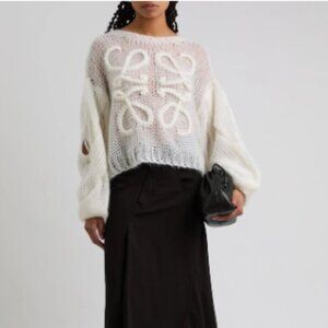 Loewe Anagram Cable-Knit Sleeve Sweater